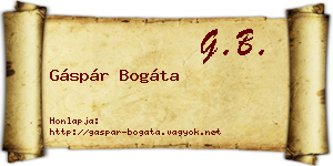 Gáspár Bogáta névjegykártya