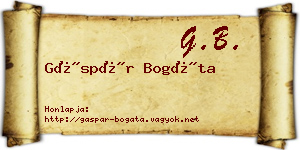Gáspár Bogáta névjegykártya